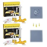 Rbleote 2 Windschutzscheibe Reparaturset，Steinschlag Reparaturset，Glas Reparatur Set-Kostengünstig Und Einfach Zu Bedienen，Zur Reparatur Langer Rissen, Löchern, Spinnennetzen Und Sternförmigen