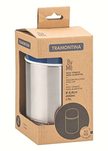Pote Termic. Aço Inox 0.4L Tamp. Inox/Azul Tramontina