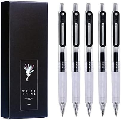 XIZE SH 0.38 Ultra Fine Gel Ink Pens Fine Point Smooth Writing Quick Dry Pens for Note Taking,Black Ink, Retractable,5 Count,(235D-0.38)