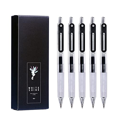 XIZE SH 0.38 Ultra Fine Gel Ink Pens Fine Point Smooth Writing Quick Dry Pens for Note Taking,Black Ink, Retractable,5 Count,(235D-0.38)