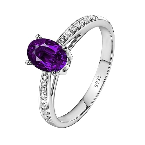 Bague Argent 925 1000 Femme Fiancailles Mariage avec Oxyde de Zirconium Violet