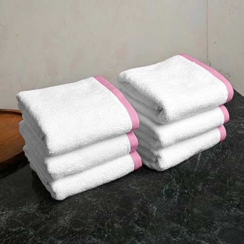 Image of Divine Casa 500 GSM Cotton Face Towel Set of 6 | 30 x 30 CM White Ultra Soft Luxury Cotton Face Towels | Highly Absorbent Quick Dry Washcloth Set