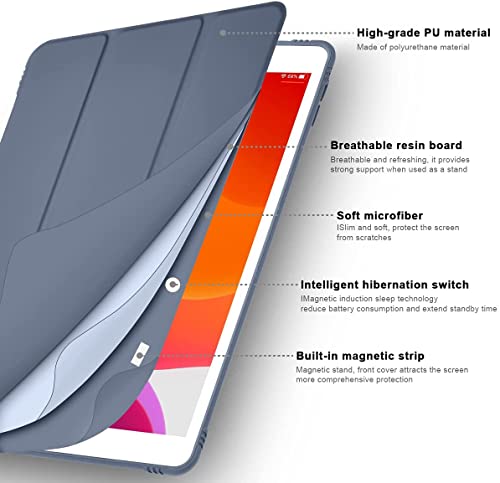 Image of SwooK Case for iPad 9th /8th /7th Generation,iPad 10.2-inch Soft TPU Back Protective Cases [Shock Absorption] Slim Lightweight Trifold Stand Smart Cover, Auto Wake /Sleep (Light Purple, Ipad 10.2 inch)