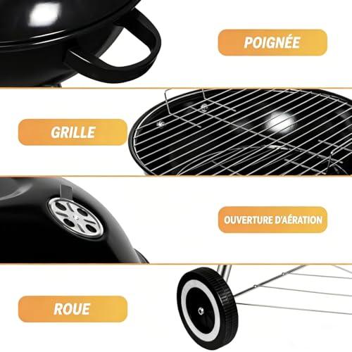 SunJas Barbecue à Charbon Rond, Moyen – vue 5