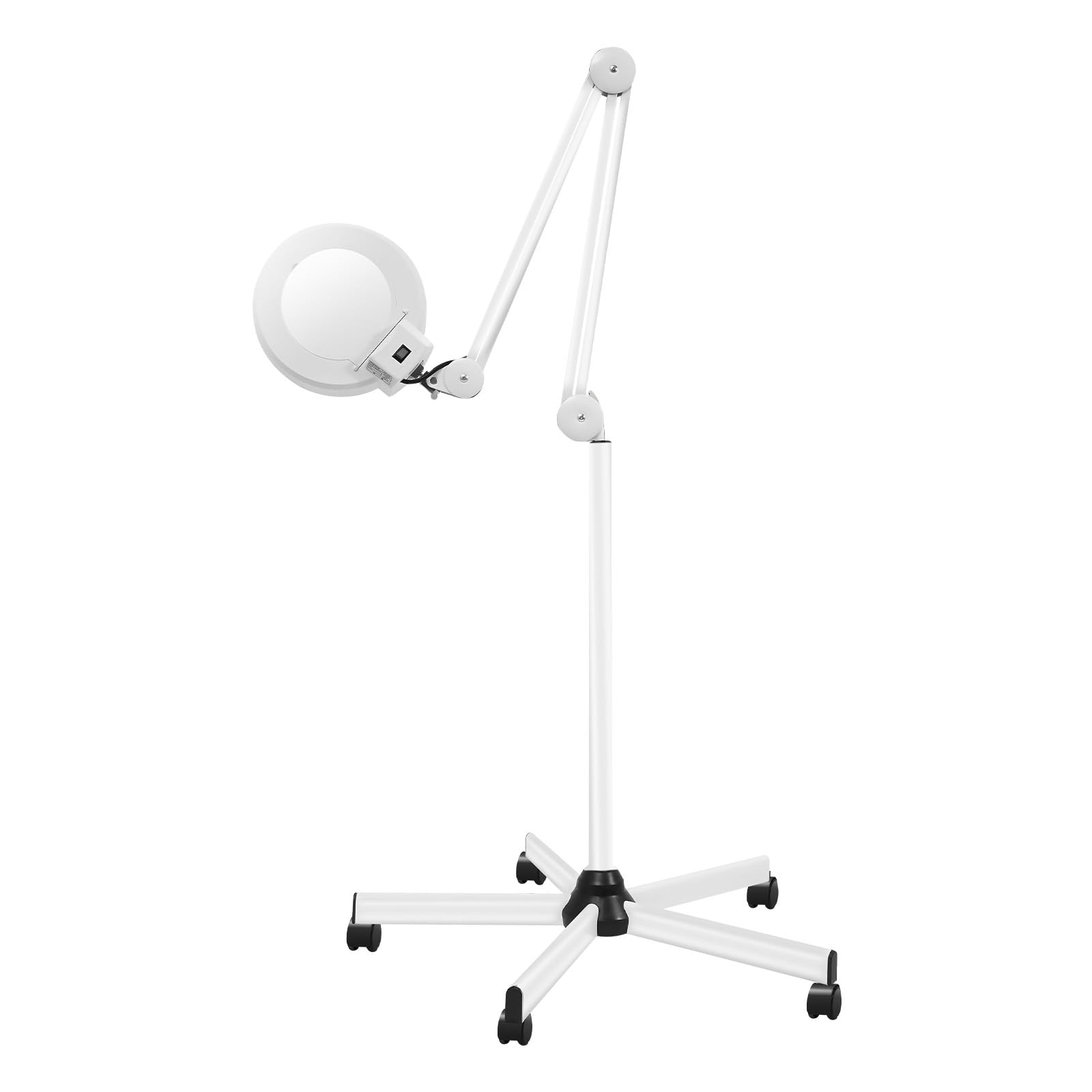 5 lupas de aumento de lámpara de pie LED esteticista luz ajustable luz LED iluminada lupa de pie con 5 ruedas base de trabajo para leer, manualidades, costura