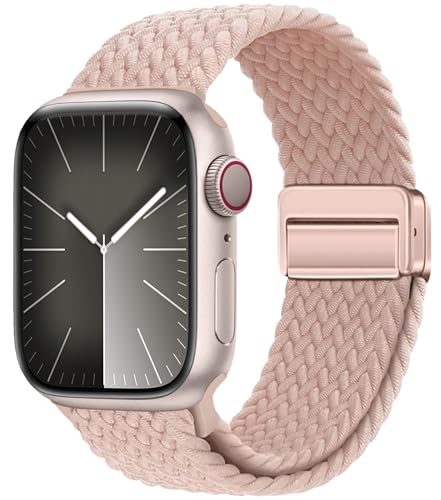 Magnetic Braided Stretchy Loop - Compatible with Apple Watch Band 40mm 41mm 44mm 45mm iWatch Bands Ultra/2 49mm 38mm 42mm Women Men,Elastic Woven Nylon Strap for Apple watch Series 9 8 7 6 5 4 3 2 SE