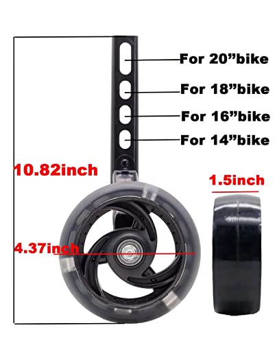 Mol 12 14 16 18 20Inch Kids Bicycle Stabiliser Children Flashing Cycle Universal Bike Training Wheels With Light For Children Child Kid Bike Auxiliary (A-Black) #TOP4