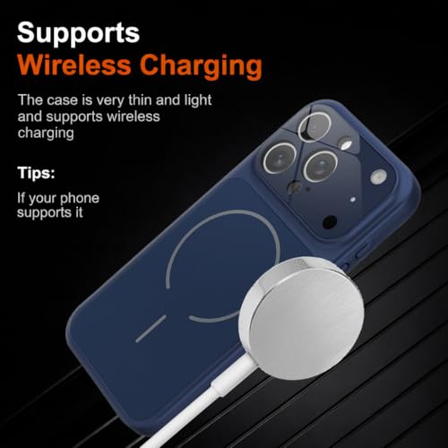 Image of SHINESTAR iPhone 16 Pro Max Case - Premium Shockproof Protective Cover, Wireless Charging Compatible, Slim & Durable Luxury Back Cover with Camera Protection (Blue)