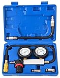 DHA Profi Zylinder Druckverlusttester Set, Druckverlustprüfer für Benzinmotoren, inkl. Adapter M12 x 1,25 & M14 x 1,5, Motordiagnose Prüfgerät für KFZ Werkstatt mit Koffer