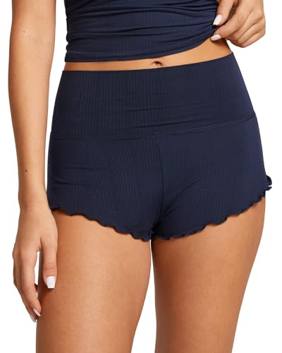 SOULVOR Women's Natrelax Pajamas Shorts Modal Ribbed Foldover Sleep Cheeky