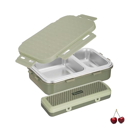 Image of Trueware Crest Lunch Box 2 Compartment Leak-Proof BPA Free Stainless Steel, Lunch Box for Kids, Lunch Box for School & Office with a Spoon, 580 ML