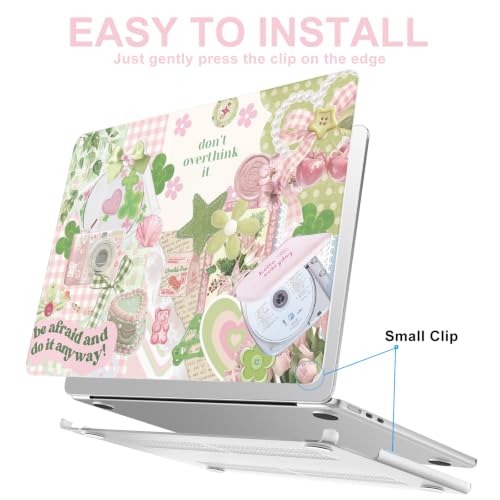 Image of AKIT for MacBook Air 15 inch Case M5 M4 M3 M2 Chip 2026-2023, Green Collage | A3448 A3241 A3114 A2941, Unique Funny Pattern Hard Shell Laptop Case+Keyboard Cover+Screen Protector for MacBook Air 15 inch