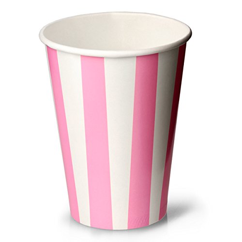 drinkstuff Pink Striped Milkshake Paper Cups 12oz / 340ml - Set of 50 ...