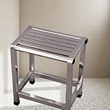 Jero.Ted Tall Steel Shower Bench Waterproof, Stainless Steel Bathroom Shower Sitting Stool, Outdoor Durable 3 Years Warranty Bathroom Shaving Chair, 16.14' H Pedicure Chair Salon Spa Footrest