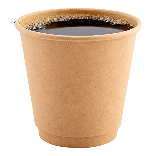 Image of Restaurantware 8-Ounce Disposable Cups, Pack of 500 Rippled Wall Hot Cups - Lids Sold Separately, Double Wall and Kraft Paper Insulation, Ideal for Serving Coffee, Hot Chocolate, Tea, and More