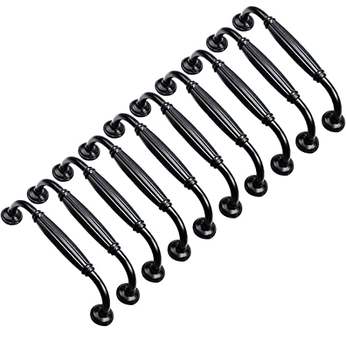 MARGUERASW Lot de 10 Poignée Noir Poignee de Meuble Cuisine -Poignee 96mm Poignee de Meuble Cuisine Noir Poignée Meuble Noir Mat en Alliage d'Aluminium