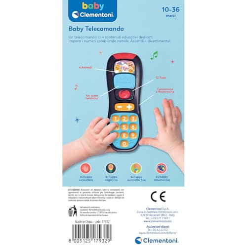 Clementoni Baby Baby Telecomando, Gioco Prima Infanzia Bambini 10-36 Mesi, Centro Attività Con 12 Tasti Per Imparare Parole, Animali E Numeri Con Canzoni E Filastrocche, Lingua Italiana, 17932 - 3