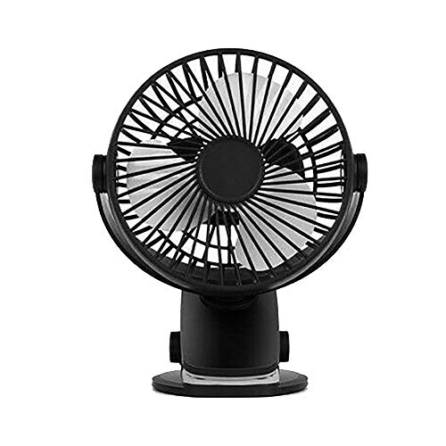 ReFaXi Clip On Mini Desk USB Fan 3 Speed 360°Rotation Cooling Fan,Battery & USB Powered,Black (Battery not included)