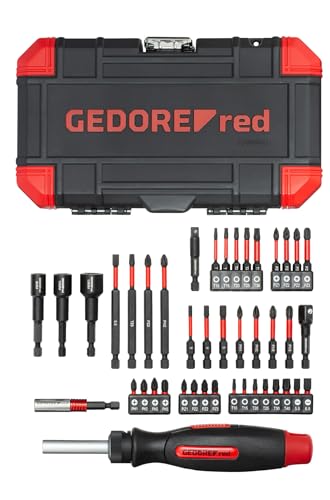 GEDORE Red Torsion Bit Set - 43-Piece Set Including Bendable Bit Screwdriver with Ratchet Function, in Practical Storage Case