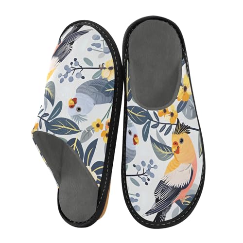 Pantoufles perroquets et fleurs antidérapantes chaudes taille 34-35 pour homme et femme
