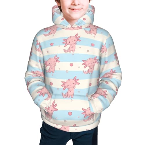 Pink Axolotls Hoodie Youth Hooded Sweatshirt 3D Digital Printed With Pockets Tops