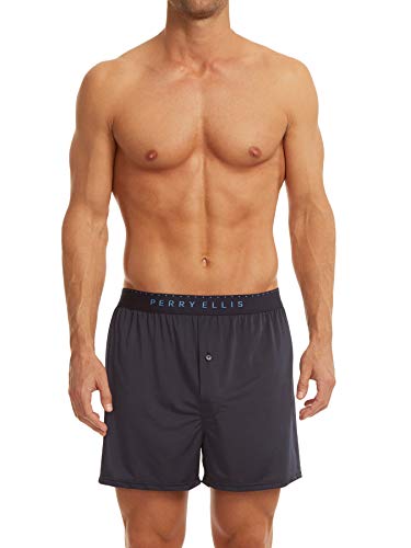Perry Ellis Men's Luxe Solid Boxer Shorts, Navy, Large #TOP27
