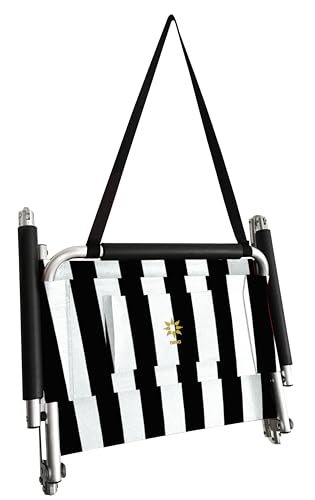 Image of Neso Beach Chairs - Lightweight, Portable and Foldable Recliner Beach Chairs for Park, Camping and Outdoor Adventures - with Slip Pockets and Shoulder Strap - 2 Pack - Black /White Strips - Regular