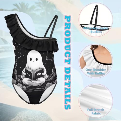 Image of Xpyiqun Swimsuits for Girls 3-14 1-Shoulder Ruffle Bathing Suit One Piece Adjustable Halter Swimming Wear