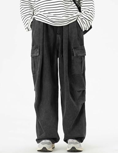 Y2k Cargo Jeans Men Wide Leg Loose Skater Jeans Hip Hop Cargo Pants Grunge Clothes Harajuku Streetwear4