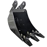 Titan Attachments Fronthoe Bucket 12' 3 Replaceable Teeth Drainage Holes