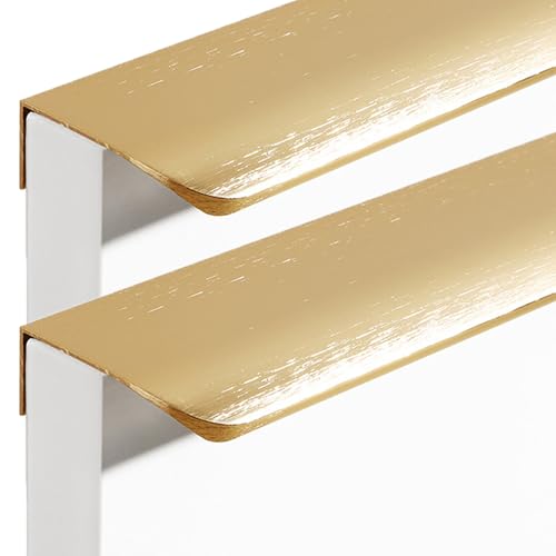 Ukryte uchwyty do szafek kuchennych ze stopu aluminium, niewidoczne pokrętło do drzwi, szczotkowane złoto, 2 sztuki (skok otworów 224 mm)