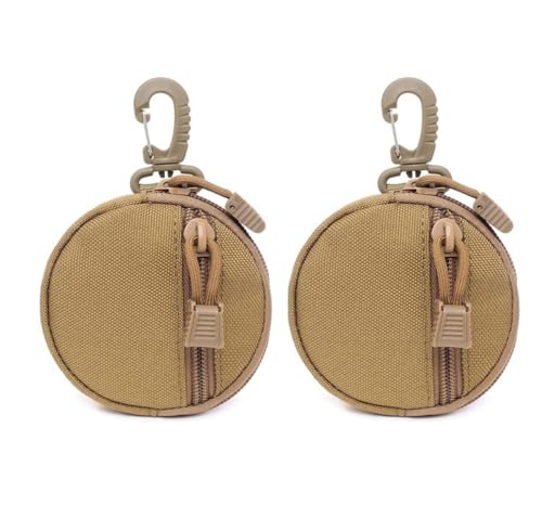 Image of Mini Coin Purse Keychain Cute Zipper Pocket Pouch for Women, Girls & Kids Lightweight, Portable Organizer Bag for Coins, Cash, Earbuds Fits in Pockets (Tan, Pack of 2)
