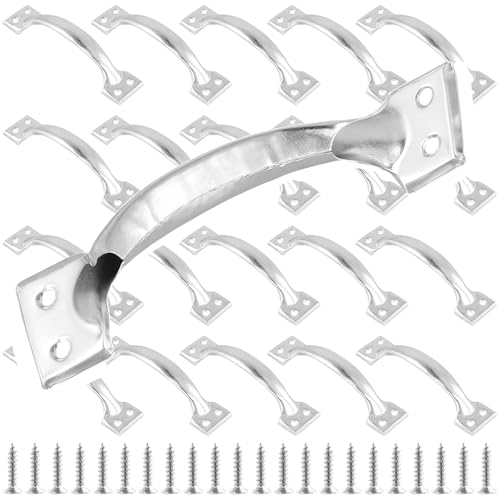 ZEONHEI 20 Pack Silver Metal Gate Handles, 5.4 Inch Door Pull Handle with Screws, Suitable for Outdoor Fences and Wooden Doors