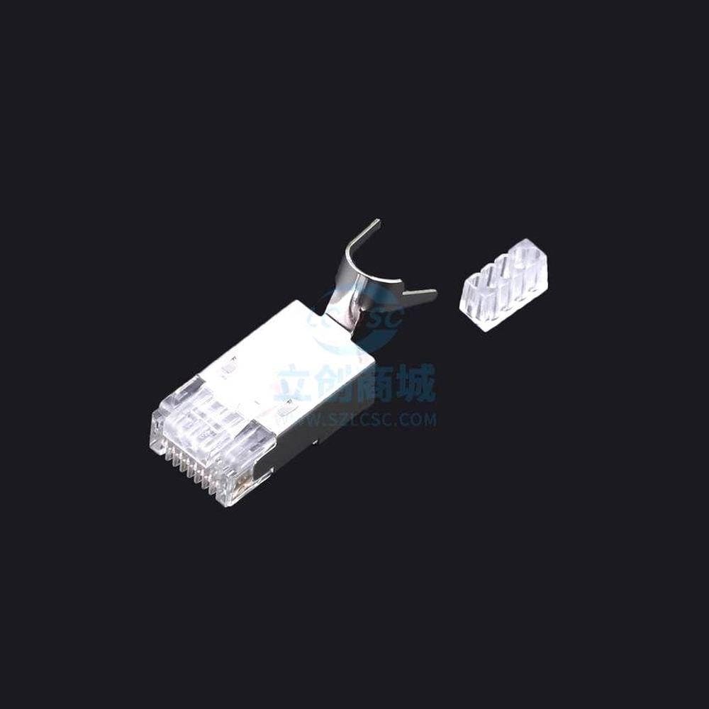 (1 Pcs) Shielded Two Piece with Back Clip Crystal Head Trident Shell 10 Shielded Two Piece with Back Clip Crystal Head Trident Shell 10 Ethernet Connectors (RJ45 RJ11) - Crystal Head APTN10WB