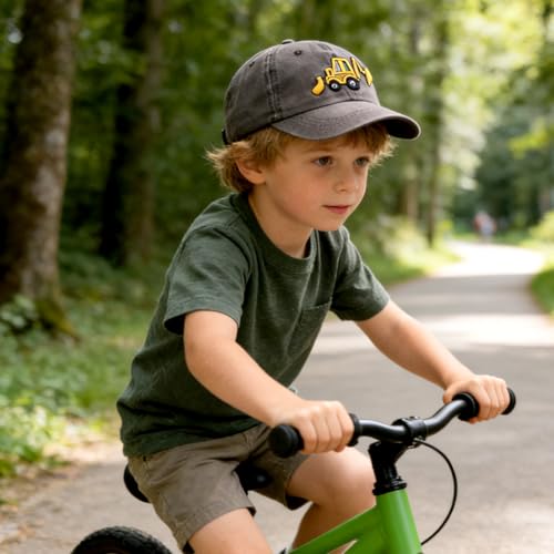 Bagger Basecap Kinder, Baseballkappe Verstellbar Sport Kappe Baseball Cap Bestickte Schirmmütze Cartoon Sonnenhut Baseballmütze Sonnenmütze Sommer Accessoires für Jungen und Mädchen(Kaffeefarbe)