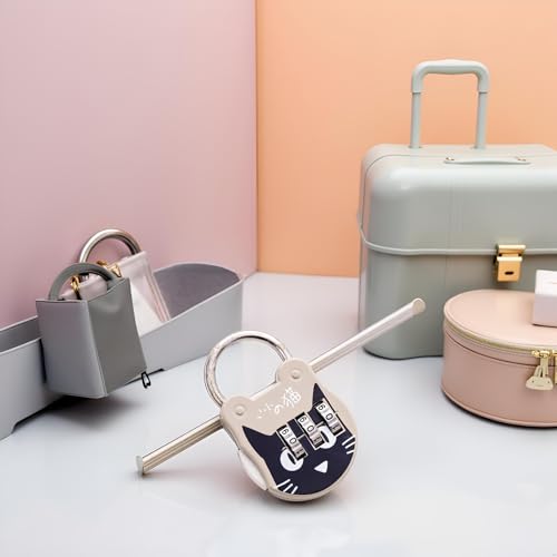 Image of Grey Cute Cat Combination Lock Travel Locks for Luggage Backpack Locks Zipper Combination Lock for Locker for Student Dormitory, Padlocks and Hasps, Combination Padlocks, Hardware