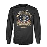 Official Winchester Mens Cotton Southern Rebel Skull Graphic Long Sleeve T-Shirt (XL, Black)