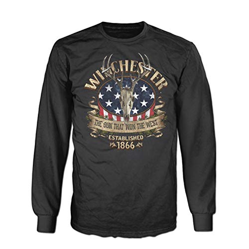 Winchester Official Mens Cotton Southern Rebel Skull Graphic Long Sleeve T-Shirt (XL, Black)