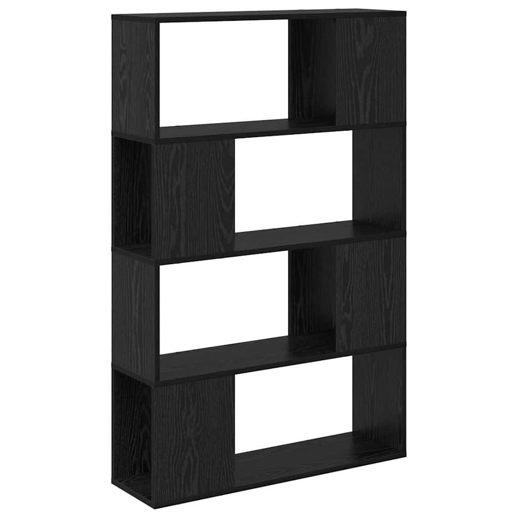 Zestaw szafek TV czarny 80 x 24 x 125 cm, montaż na ścianie, materiał drewnopochodny, 4 półki, nowoczesny design do salonu, zajmuje mało miejsca