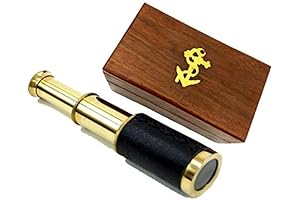Enchanting Brass Telescope with Vintage Wooden Box for Explorations