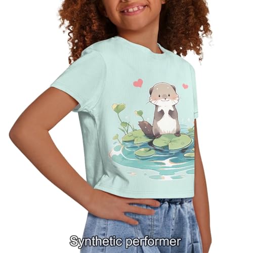 Image of 4th of July Shirt for Girls 7-8 Years US Flag Crop Tops Kids Outfit Independent Day Graphic Tee-