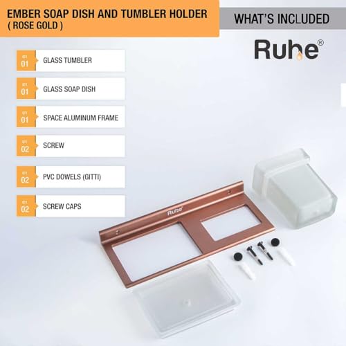 Image of Ruhe Ember 2 in 1 Soap Dish & Tumbler Holder | Soap Case | Tooth Brush Holder | Bathroom Accessories | Wall Mounted | Soap Stand | Rose Gold