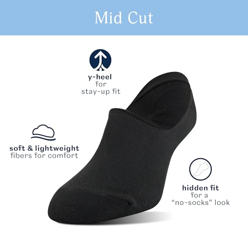 Peds Women's Lightweight Mid Cut No Show Socks, 12-Pairs2