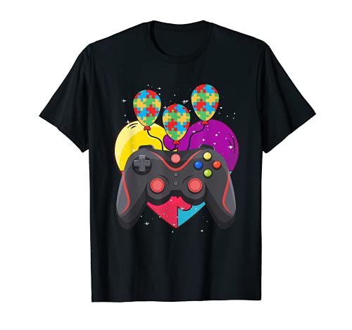 Autism Awareness Gamer Puzzle Gaming Heart Love Videogiochi Maglietta