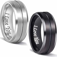 2 Rings, Black, Silver, 8mm