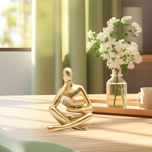 Figura Dorada Abstracta Pensador para Escritorio Decorativo miniatura 3