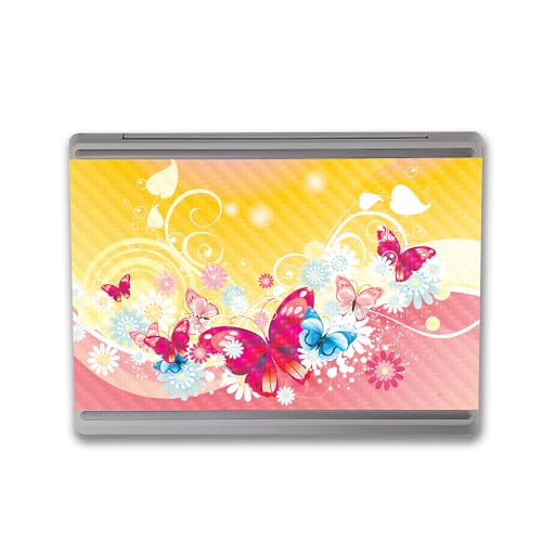 Image of MightySkins Carbon Fiber Skin Compatible With Microsoft Surface Laptop Go 3 (2023) Full Wrap Kit - Floral Butterfly | Protective, Durable Textured Carbon Fiber Finish | Easy To Apply | Made in the USA