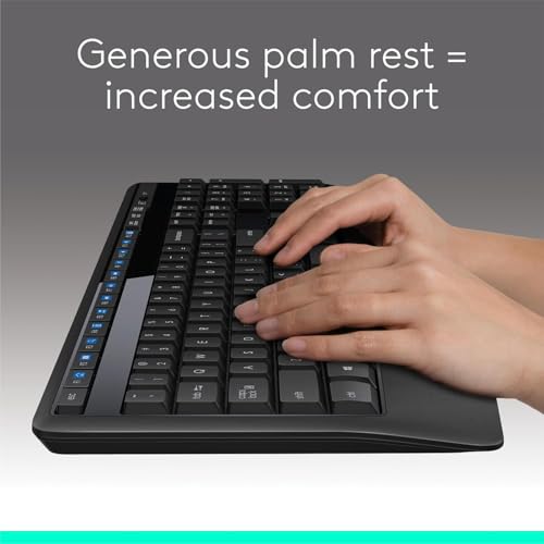 Image of Logitech MK345 Wireless Keyboard and Mouse Combo with Palm Rest, 2.4 GHz USB Receiver, Compatible with PC, Laptop, Black (Pack of 4)