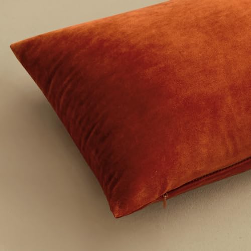 Image of MIULEE Velvet Throw Pillow Covers 12x12 Inch, Pack of 2 - Burnt Orange, Soft Solid Small Decorative Pillow Covers Modern Luxury Home Decor for Couch Chair Sofa Bedroom Livingroom Car