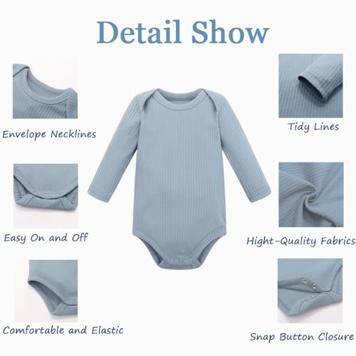 Baby Organic Cotton Romper Long Sleeve Bodysuit Solid Boy Girl Infant Romper Jumpsuit Outfit 3 Pack2